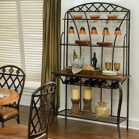 Baker's Rack with Faux Slate Mosaic Top and Wine Rack